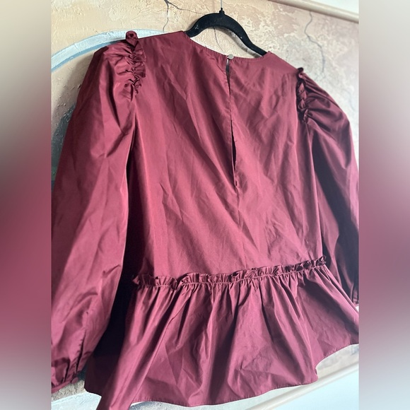 Cinq à Sept Burgundy Peplum Blouse - Picture 13 of 16